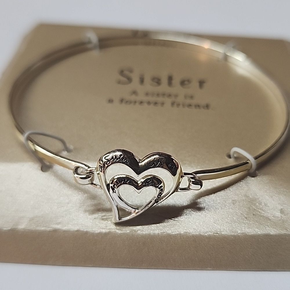 A Sister is a Forever Friend LA Rocks Fine Silver Plated Bangle Bracelet